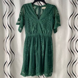 Green embroidered dress